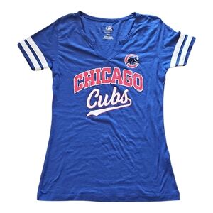 Chicago Cubs MLB Baseball T-shirt Short Sleeve, V-neck Womens S & M NWT